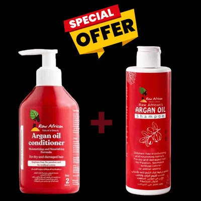 عرض حصري: رو افريكان شامبو زيت الأرجان 300 مل + بلسم زيت الأرجان 300 مل