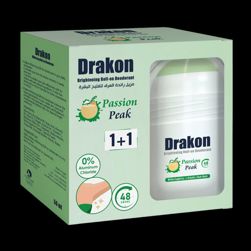 دراكون رول اون مزيل رائحه العرق لتفتيح البشرة برائحة باشون بيك عرض (1+1) 50 مل - Drakon