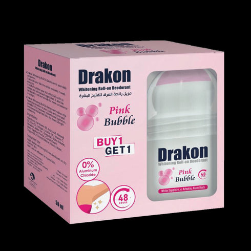 دراكون رول اون مزيل رائحه العرق لتفتيح البشرة برائحة بينك بابل عرض (1+1) 50 مل - Drakon