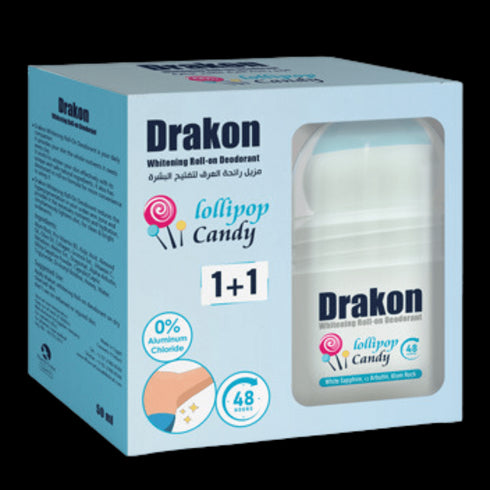 دراكون رول اون مزيل رائحه العرق لتفتيح البشرة برائحة لولي بوب عرض (1+1) 50 مل - Drakon