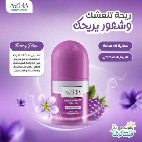 Azha Roll On Deodorant Move Berry Plus Scent 60 ml - Azha