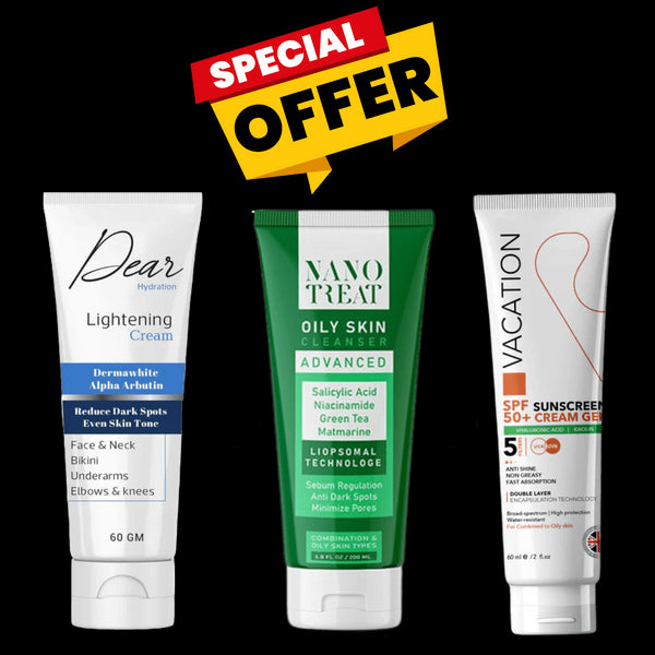 عرض حصري : دير كريم التفتيح + نانو تريت غسول الوجه + فاكيشن صن سكرين كريم جل