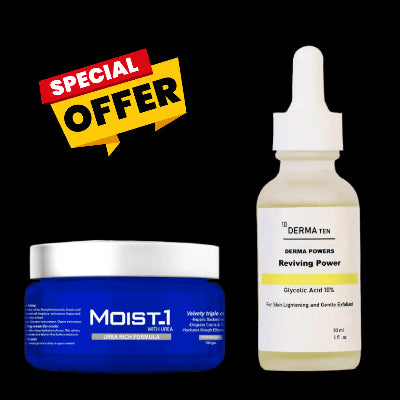 عرض حصري : ديرما تن سيروم جليكوليك اسيد + مويست وان كريم يوريا مرطب للقدمين