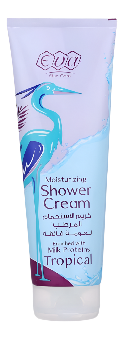 ايفا سكين كير كريم الاستحمام المرطب ببروتينات الحليب لنعومه فائقة تروبيكال 250 مل - Eva