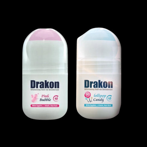 دراكون رول اون مزيل رائحة العرق لتفتيح البشرة برائحة البينك بابل 50 مل + دراكون رول اون مزيل رائحة العرق لتفتيح البشرة برائحة البوب كاندي 50 مل عرض (١+١) - Drakon