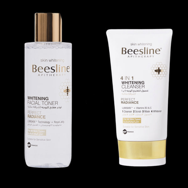 بيزلين عرض (غسول تفتيح و تقشير الوجه 4 ب 1 150 مل + تونر تفتيح الوجه لجميع انواع البشرة) 200 مل - Beesline