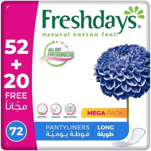 فريش دايز فوط يومية لونج بدون عطر 52+20 قطعة - Freshdays
