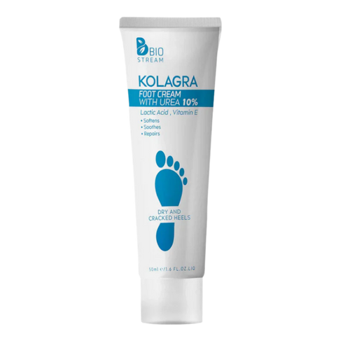 كولاجرا كريم مرطب للقدم باليوريا 10% وبحمض اللاكتيك وفيتامين ه لكعوب القدمين الجافة والمتشققة 50 مل - Kolagra