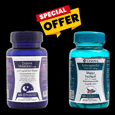 روتين الراحة والنوم العميق – أشواجاندا 60 + ميلاتونين 60 كبسولة