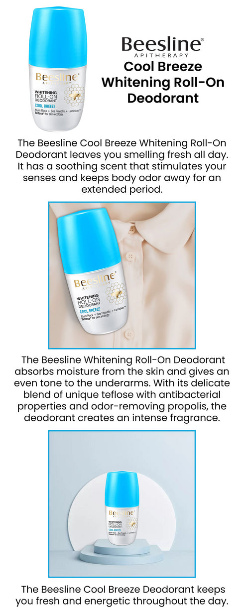 بيزلين رول اون مزيل رائحه العرق الطبيعي لتفتيح البشره برائحة انتعاش النسيم عرض (1+1) 50 مل - Beesline