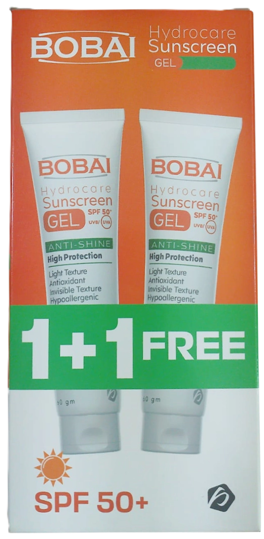 بوباي هيدروكير جل SPF 50+ عرض 1+1 لحماية البشرة الدهنية والمختلطة من الشمس 60 جم - Bobai