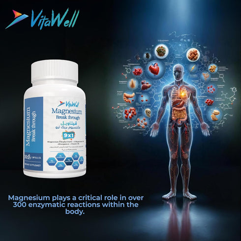 فيتاويل ماغنيسيوم مكمل غذائي لدعم وظائف الجسم المختلفة 30 قرص - Vitawell