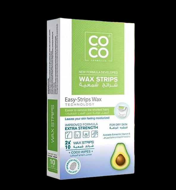 مجموعة شرائح شمع للبشرة الجافة بخلاصة الافوكادو وفيتامين هـ مكونة من 10 قطع من كوكو - Coco