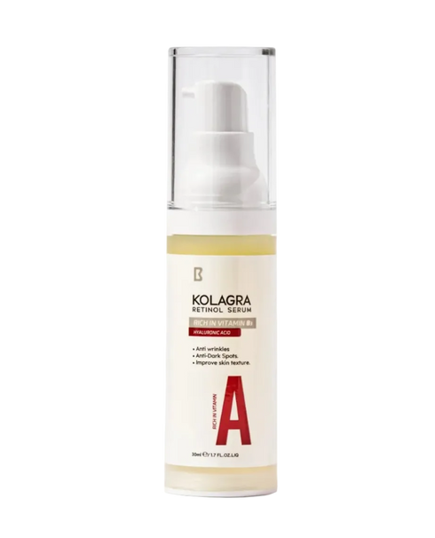 كولاجرا سيروم الوجه بحمض الهيالورونيك والريتينول لتفتيح البشرة ومقاوم للتجاعيد 30 مل - Kolagra