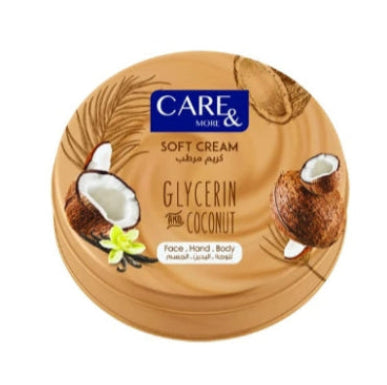 كير اند مور سوفت كريم مرطب لليدين بالجلسرين برائحة جوز الهند 75 مل - Care & More