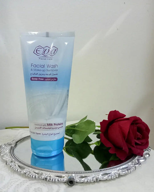 ايفا غسول الوجه ومزيل للمكياج غني ببروتينات اللبن لكل أنواع البشرة 150 مل - Eva