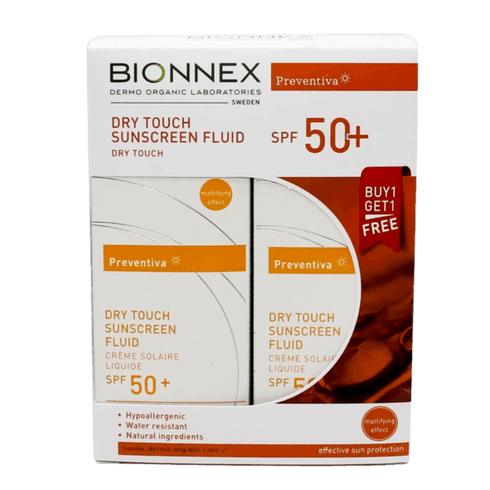 بيونكس بريفنتيفا صن سكرين فلويد دراي تاتش SPF 50+ لحماية البشرة الدهنية والمختلطة 50 مل - Bionnex