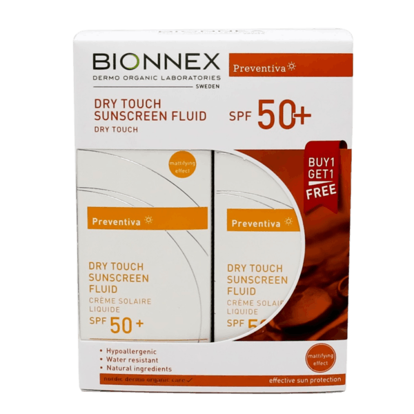 بيونكس بريفنتيفا صن سكرين فلويد دراي تاتش SPF 50+ لحماية البشرة الدهنية والمختلطة 50 مل - Bionnex