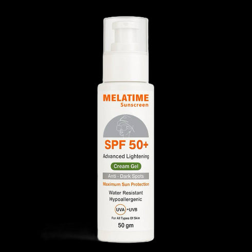 ميلاتايم كريم جل واقى من الشمس | تركيبة متقدمة لتفتيح البقع الداكنة بعامل حماية (50+) 50 جم  - Melatime