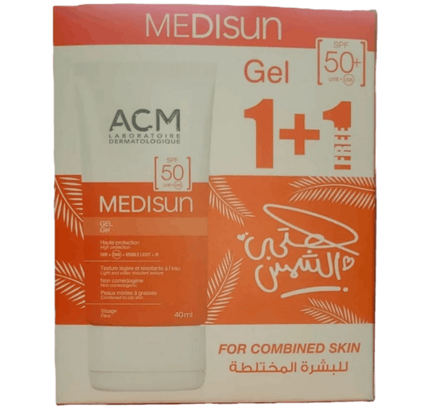 ايه سي ام عرض 1+1 ميديصن جل SPF 50+ لحماية البشرة المختلطة من الشمس 40 مل - ACM