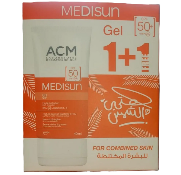 ايه سي ام عرض 1+1 ميديصن جل SPF 50+ لحماية البشرة المختلطة من الشمس 40 مل - ACM