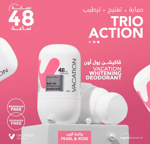فاكيشن مزيل العرق للتبيض باللؤلؤة و الورد 50 مل - Vacation
