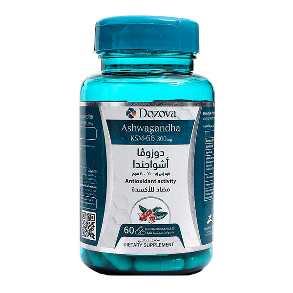 دوزوفا اشواجندا كي اس ام 66 مستخلص من الجذور 300 مجم لتخفيف التوتر العصبي والجسدي| 60 قرص - Dozova