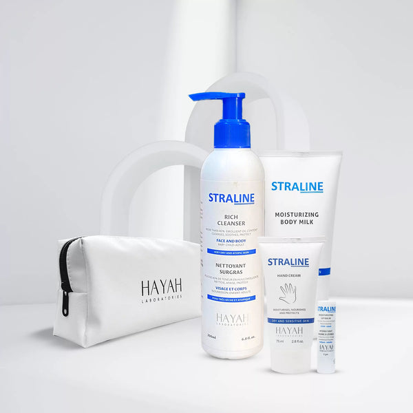 Starline Dry and Sensitive Skin Care Bag: Starline Cleanser 200 ml + Starline Body Moisturizer with Milk 200 ml + Lip Balm 5 g + Starline Hand Cream 75 ml - Starline
