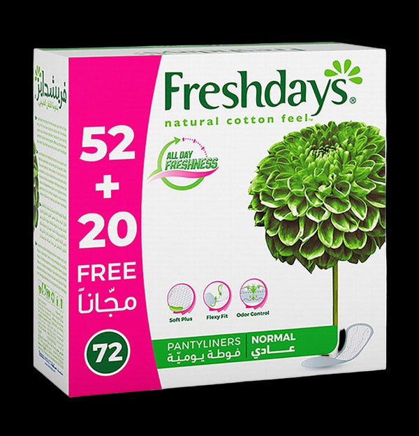 فريش دايز فوط صحية يومية عادية 52+20 قطعة مجانا - Freshdays
