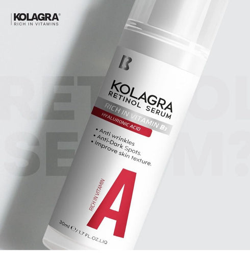 كولاجرا سيروم الوجه بحمض الهيالورونيك والريتينول لتفتيح البشرة ومقاوم للتجاعيد 30 مل - Kolagra
